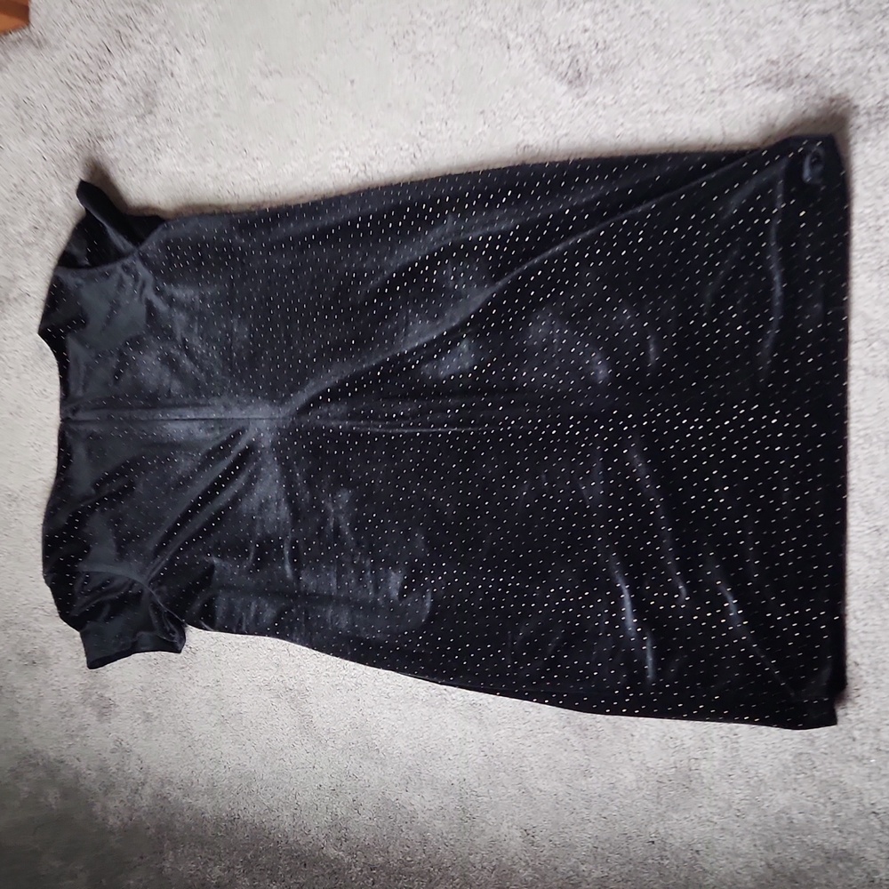 Yokko Black Gold Sparkle Velour Sheath Dress SIZE 4XL Ruched Party Cocktail - Picture 5 of 5